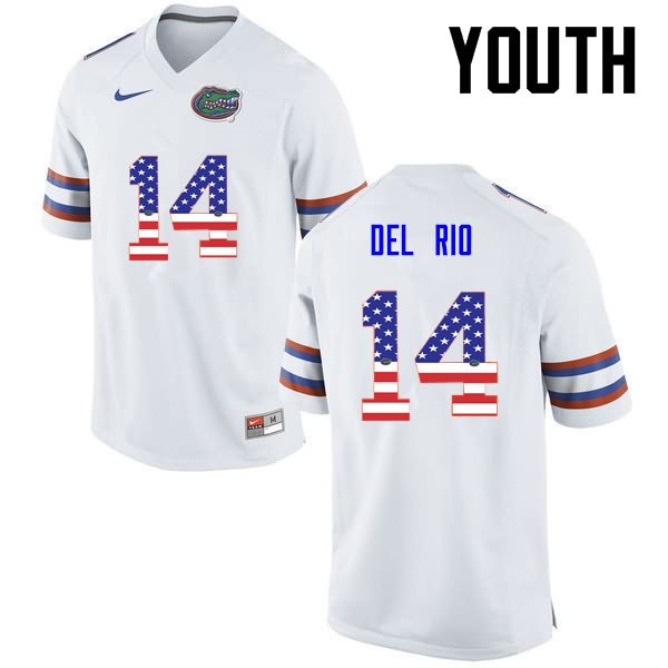 NCAA Florida Gators Luke Del Rio Youth #14 USA Flag Fashion Nike White Stitched Authentic College Football Jersey DMJ2064LZ